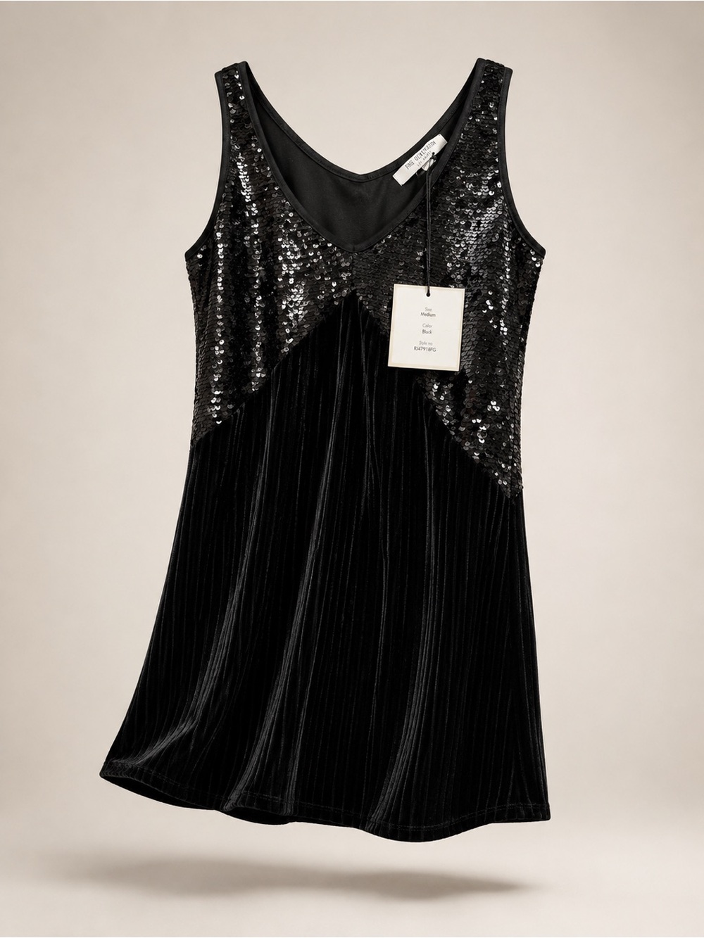 Black Sequin & Velvet Mini Dress - Brand